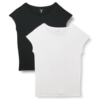 Amazon Essentials Damen Jersey Standard-Fit Short-Sleeve U-Boot-Ausschnitt T-Shirt 2er Pack, Schwarz/Weiß, XX-Large Amazon Essentials Damen Jersey Standard-Fit Short-Sleeve U-Boot-Ausschnitt T-Shirt 2er Pack, Schwarz/Weiß, XX-Large