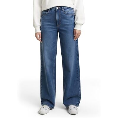 TOM TAILOR Damen 1047855 TTMADINA Wide Leg Jeans, 10281 Mid Stone Wash Denim, 34W / 30L EU TOM TAILOR Damen 1047855 TTMADINA Wide Leg Jeans, 10281 Mid Stone Wash Denim, 34W / 30L EU
