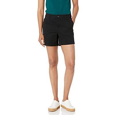 Amazon Essentials Damen Khakifarbene Slim-Fit-Shorts mit mittlerer Leibhöhe, 13cm Beininnenlänge (Erhältlich in Straight Fit und Curvy Fit), Schwarz, 40 Amazon Essentials Damen Khakifarbene Slim-Fit-Shorts mit mittlerer Leibhöhe, 13cm Beininnenlänge (Erhältlich in Straight Fit und Curvy Fit), Schwarz, 40