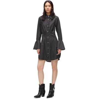 KARL LAGERFELD JEANS Wide Sleeve Denim Dress, Washed Black, S KARL LAGERFELD JEANS Wide Sleeve Denim Dress, Washed Black, S