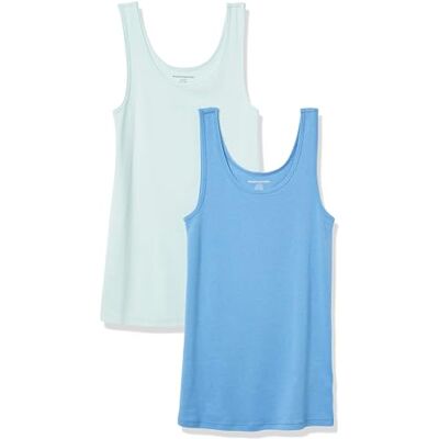 Amazon Essentials Damen Tanktop, Schmale Passform, 2er-Pack, Aquablau/Französisch Blau, XXL Amazon Essentials Damen Tanktop, Schmale Passform, 2er-Pack, Aquablau/Französisch Blau, XXL