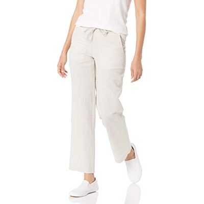 Amazon Essentials Damen Hose aus Leinengemisch mit Kordelzug lockere Passform weites Bein (in Übergröße erhältlich), Ecru, XS Amazon Essentials Damen Hose aus Leinengemisch mit Kordelzug lockere Passform weites Bein (in Übergröße erhältlich), Ecru, XS
