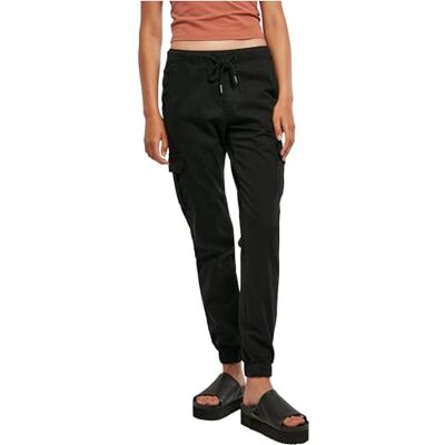 Urban Classics Damen High Waist Cargo Jogging Pants – Jogginghose im Regular Fit mit hohem Bund, Cargotaschen mit Knopfverschluss, Baumwolle mit Stretch für Streetwear und Freizeit,Schwarz,L Urban Classics Damen High Waist Cargo Jogging Pants – Jogginghose im Regular Fit mit hohem Bund, Cargotaschen mit Knopfverschluss, Baumwolle mit Stretch für Streetwear und Freizeit,Schwarz,L