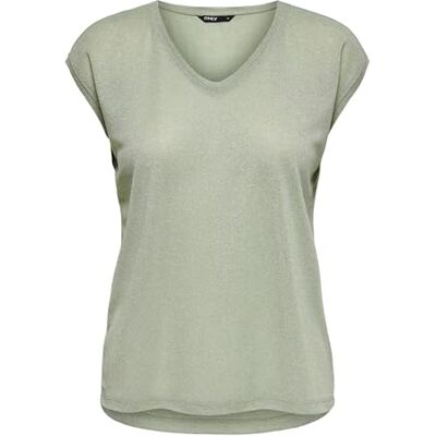 ONLY ONLSILVERY S/S V Neck Lurex TOP JRS NOOS ONLY ONLSILVERY S/S V Neck Lurex TOP JRS NOOS