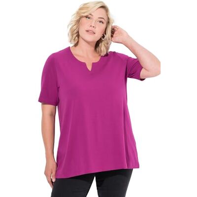 Ulla Popken Damen große Größen Übergrößen Plus Size T-Shirt, A-Linie, Tunika-Ausschnitt, Halbarm Beere 50+ 807259827-50+ Ulla Popken Damen große Größen Übergrößen Plus Size T-Shirt, A-Linie, Tunika-Ausschnitt, Halbarm Beere 50+ 807259827-50+