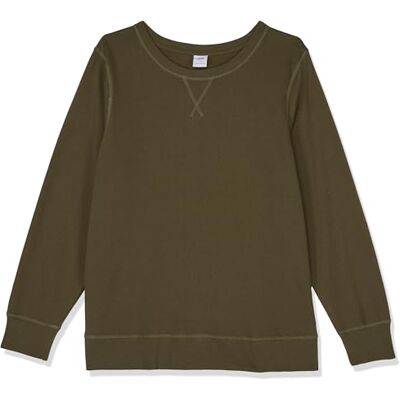 Amazon Essentials Damen Sweatshirt aus French-Terry-Fleece mit Rundhalsausschnitt (Erhältlich in Übergröße), Olivgrün, XS Amazon Essentials Damen Sweatshirt aus French-Terry-Fleece mit Rundhalsausschnitt (Erhältlich in Übergröße), Olivgrün, XS