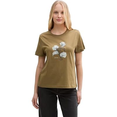 TOM TAILOR Damen 1045534 T-Shirt, 15664 Nutria Olive, L EU TOM TAILOR Damen 1045534 T-Shirt, 15664 Nutria Olive, L EU