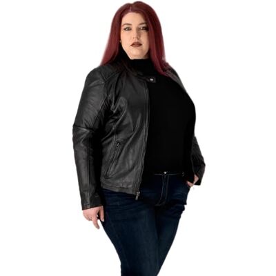 URBAN 5884 Damen Lederjacke RILEY, Echtes Lammfell Jacke für Plus Size Langlebig und weich im Griff, Schwarz, 46 URBAN 5884 Damen Lederjacke RILEY, Echtes Lammfell Jacke für Plus Size Langlebig und weich im Griff, Schwarz, 46