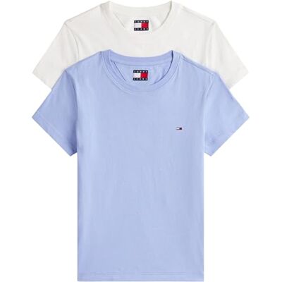 Tommy Jeans Damen Tjw 2pack C-Neck Tee Dw0dw21366 S/S T-Shirt, Multi (Ecru/Vinatage Iris), XS EU Tommy Jeans Damen Tjw 2pack C-Neck Tee Dw0dw21366 S/S T-Shirt, Multi (Ecru/Vinatage Iris), XS EU