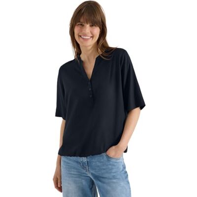 Cecil Kurzarm Bluse mit Split Neck Cecil Kurzarm Bluse mit Split Neck