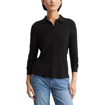 Marc O' Polo Marc OߴPolo Damen Jerseybluse mit Stretch-Anteil Spitzkragen, Schwarz (Black), XXS Marc O' Polo Marc OߴPolo Damen Jerseybluse mit Stretch-Anteil Spitzkragen, Schwarz (Black), XXS