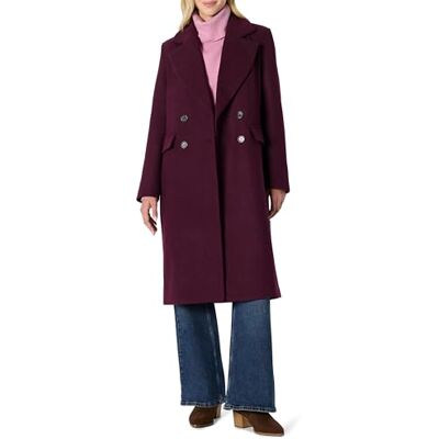 Amazon Essentials Damen Zweireihiger Relaxed-Fit-Longline-Mantel Wollmischung, Burgunderrot, XS Amazon Essentials Damen Zweireihiger Relaxed-Fit-Longline-Mantel Wollmischung, Burgunderrot, XS
