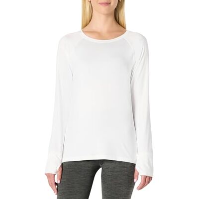 Amazon Essentials Damen Leichtes Schnelltrocknendes Sport-T-Shirt aus Tech Stretch mit Langen Ärmeln und Rundhalsausschnitt (Auch in Übergröße Erhältlich), Weiß, XXL Amazon Essentials Damen Leichtes Schnelltrocknendes Sport-T-Shirt aus Tech Stretch mit Langen Ärmeln und Rundhalsausschnitt (Auch in Übergröße Erhältlich), Weiß, XXL