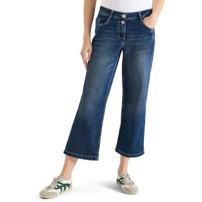 Cecil High Waist Wide Leg Jeans im Loose Fit mid Blue Used wash 36 Cecil High Waist Wide Leg Jeans im Loose Fit mid Blue Used wash 36