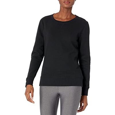 Amazon Essentials Damen Fleece-Sweatshirt zum Überziehen mit Rundhalsausschnitt (In Übergröße erhältlich), Schwarz Heide, L Amazon Essentials Damen Fleece-Sweatshirt zum Überziehen mit Rundhalsausschnitt (In Übergröße erhältlich), Schwarz Heide, L