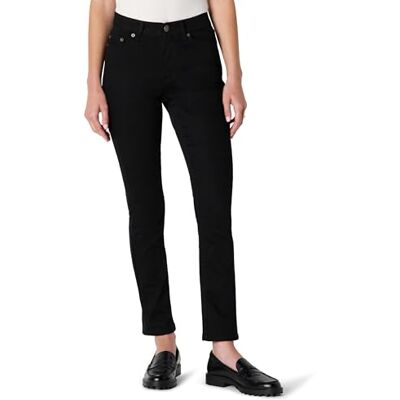 Amazon Essentials Damen Mittelelastische Slim-Fit-Jeans mit Geradem Bein und Mittelhohem Bund, 77,5cm Beininnenlänge, Schwarz, 38-40 Amazon Essentials Damen Mittelelastische Slim-Fit-Jeans mit Geradem Bein und Mittelhohem Bund, 77,5cm Beininnenlänge, Schwarz, 38-40