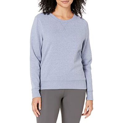 Amazon Essentials Damen Sweatshirt aus French-Terry-Fleece mit Rundhalsausschnitt (Erhältlich in Übergröße), Indigoblau Meliert, XS Amazon Essentials Damen Sweatshirt aus French-Terry-Fleece mit Rundhalsausschnitt (Erhältlich in Übergröße), Indigoblau Meliert, XS
