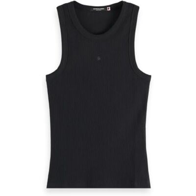 Scotch & Soda Damen Core Rib Racer Tank Top, Black 0008, S EU Scotch & Soda Damen Core Rib Racer Tank Top, Black 0008, S EU