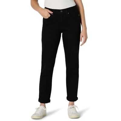 Amazon Essentials Damen Boyfriend-Crop-Jeans mit Geringem Stretchanteil zum Umschlagen und Mittelhohem Bund, 66,0cm Beininnenlänge, Schwarz, 40-42 Amazon Essentials Damen Boyfriend-Crop-Jeans mit Geringem Stretchanteil zum Umschlagen und Mittelhohem Bund, 66,0cm Beininnenlänge, Schwarz, 40-42