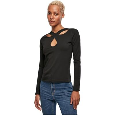 Urban Classics Damen Ladies Crossed Cut Out Longsleeve T-Shirt, Schwarz, S EU Urban Classics Damen Ladies Crossed Cut Out Longsleeve T-Shirt, Schwarz, S EU