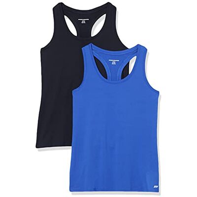 Amazon Essentials Damen Schnelltrocknendes Sport-Tanktop aus Tech Stretch mit Ringerrücken und U-Ausschnitt, 2er-Pack, Kräftiges Blau/Schwarz, XL Amazon Essentials Damen Schnelltrocknendes Sport-Tanktop aus Tech Stretch mit Ringerrücken und U-Ausschnitt, 2er-Pack, Kräftiges Blau/Schwarz, XL