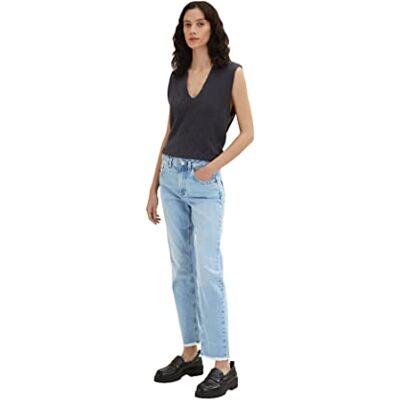 TOM TAILOR Damen 1035523 Kate Vintage Straight Jeans, 10142 Light Stone Blue Denim, 29W / 28L TOM TAILOR Damen 1035523 Kate Vintage Straight Jeans, 10142 Light Stone Blue Denim, 29W / 28L
