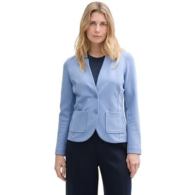 TOM TAILOR Damen 1038703 Basic Ottoman Blazer mit Taschen, 37106 Flawless Blue, S TOM TAILOR Damen 1038703 Basic Ottoman Blazer mit Taschen, 37106 Flawless Blue, S