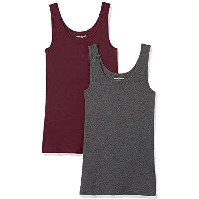 Amazon Essentials Damen Tanktop, Schmale Passform, 2er-Pack, Burgunderrot/Dunkelgrau Meliert, XXL Amazon Essentials Damen Tanktop, Schmale Passform, 2er-Pack, Burgunderrot/Dunkelgrau Meliert, XXL