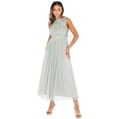 Maya Deluxe Vrouwen Midaxi Jurk Dames Mouwloze Pailletten Hoge Empire Taille Tule Versierd voor Bruiloft Gast Bal Bruidsmeisje, Bessen, 36 Maya Deluxe Vrouwen Midaxi Jurk Dames Mouwloze Pailletten Hoge Empire Taille Tule Versierd voor Bruiloft Gast Bal Bruidsmeisje, Bessen, 36