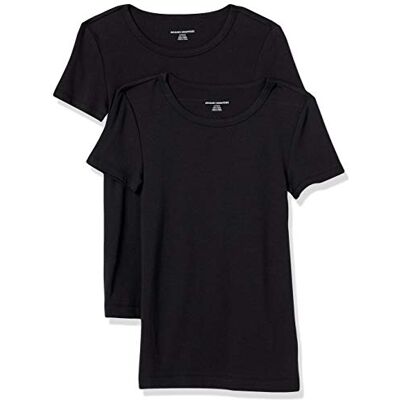 Amazon Essentials Damen Kurzärmeliges T-Shirt mit Rundhalsausschnitt, Schmale Passform, 2er-Pack, Schwarz, XS Amazon Essentials Damen Kurzärmeliges T-Shirt mit Rundhalsausschnitt, Schmale Passform, 2er-Pack, Schwarz, XS