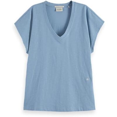 Scotch & Soda Slub V-Neck T-Shirt, Faded Denim V441, XS Scotch & Soda Slub V-Neck T-Shirt, Faded Denim V441, XS