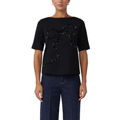 s.Oliver BLACK LABEL Damen 2172632 T-Shirt mit Pailletten, Grey/Black, 42 s.Oliver BLACK LABEL Damen 2172632 T-Shirt mit Pailletten, Grey/Black, 42