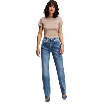 KARL LAGERFELD JEANS Damen High Rise Straight Denim Verwaschenes Mittelblau 3132 KARL LAGERFELD JEANS Damen High Rise Straight Denim Verwaschenes Mittelblau 3132