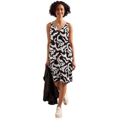 Street One Knielanges Kleid mit Split Neck aus Leinen Street One Knielanges Kleid mit Split Neck aus Leinen