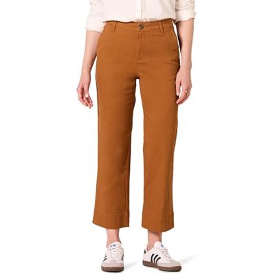 Amazon Essentials Damen Knöchellange Hose mit weitem Bein, hohe Taille, schmale Passform, Khaki, Karamell, 2 Long Amazon Essentials Damen Knöchellange Hose mit weitem Bein, hohe Taille, schmale Passform, Khaki, Karamell, 2 Long