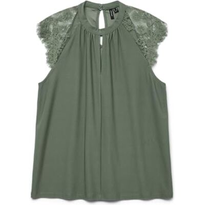 VERO MODA Damen VMMILLA SL LACE Tee GA NOOS T-Shirt, Laurel Wreath, S VERO MODA Damen VMMILLA SL LACE Tee GA NOOS T-Shirt, Laurel Wreath, S