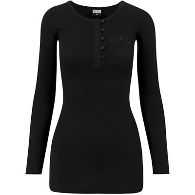 Urban Classics Damen T-Shirt Ladies Long Rib Pocket Turnup Tee, Gr. X-Large, Schwarz (Black 7) Urban Classics Damen T-Shirt Ladies Long Rib Pocket Turnup Tee, Gr. X-Large, Schwarz (Black 7)
