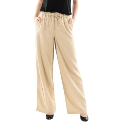ONLY Damen Onlcaro Hw Pb Wide Linen Bl Pant Cc Pnt, Oxford Tan, XS / 32L ONLY Damen Onlcaro Hw Pb Wide Linen Bl Pant Cc Pnt, Oxford Tan, XS / 32L