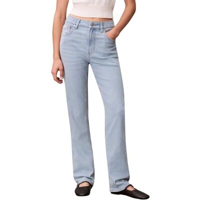 Calvin Damen Jeans Hose High Rise Blue Rain Straight Fit, Blau (Blue Rain), 28W/30L Calvin Damen Jeans Hose High Rise Blue Rain Straight Fit, Blau (Blue Rain), 28W/30L
