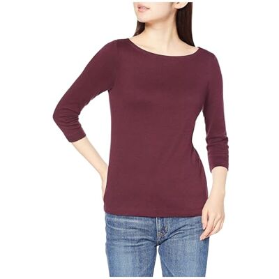 Amazon Essentials Damen Bateau-Ausschnitt T-Shirt mit 3/4-Ärmeln, Schmale Passform, Burgundy, XXL Amazon Essentials Damen Bateau-Ausschnitt T-Shirt mit 3/4-Ärmeln, Schmale Passform, Burgundy, XXL