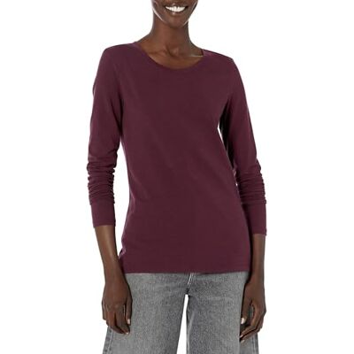 Amazon Essentials Damen Regular-Fit Langarm-T-Shirt Rundhalsausschnitt (In Übergröße Erhältlich), Burgunderrot, S Amazon Essentials Damen Regular-Fit Langarm-T-Shirt Rundhalsausschnitt (In Übergröße Erhältlich), Burgunderrot, S