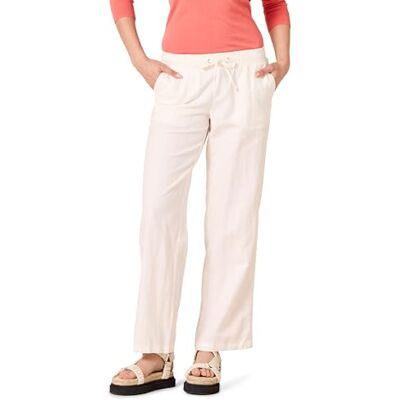 Amazon Essentials Damen Hose aus Leinenmischung, Kordelzug und weitem Bein (erhältlich in Übergröße), Hellweiß, XS Amazon Essentials Damen Hose aus Leinenmischung, Kordelzug und weitem Bein (erhältlich in Übergröße), Hellweiß, XS