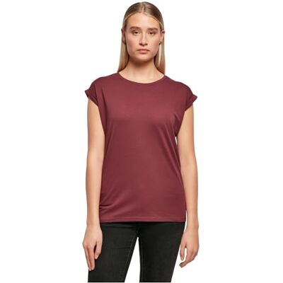 Build Your Brand Damen T-Shirt Ladies Extended Shoulder Tee, lang geschnittenes T-Shirt für Frauen, Baumwolle, Cherry, S Build Your Brand Damen T-Shirt Ladies Extended Shoulder Tee, lang geschnittenes T-Shirt für Frauen, Baumwolle, Cherry, S