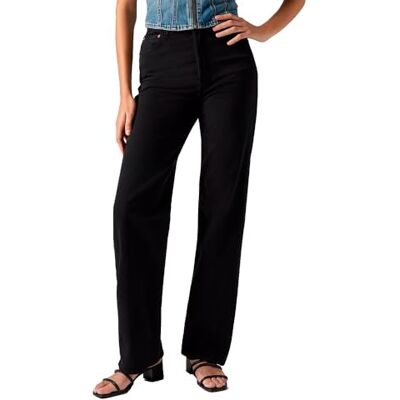 Levi's Women's Ribcage Full Length Denim Jeans, Colour Black Sprout, Size 34 32 Levi's Women's Ribcage Full Length Denim Jeans, Colour Black Sprout, Size 34 32