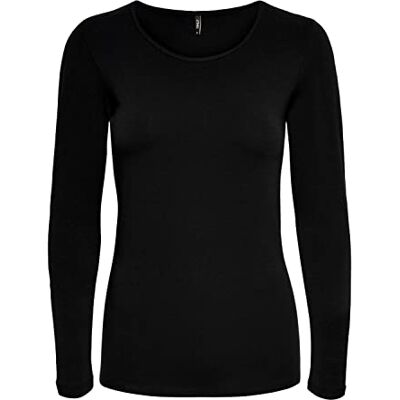 ONLY Damen Onllive Love Life L/S Oneck Top Noos JRS T Shirt, Schwarz, XL EU ONLY Damen Onllive Love Life L/S Oneck Top Noos JRS T Shirt, Schwarz, XL EU