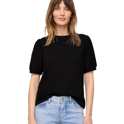 Street One Studio Damen T-Shirt mit Rundhals und Spitzenärmeln Street One Studio Damen T-Shirt mit Rundhals und Spitzenärmeln