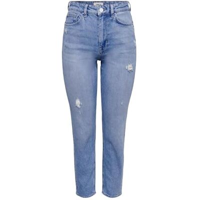 ONLY Women's ONLEMILY HW STR ANK DST DNM REA697 NOOS Jeans, Light Blue Denim, 29W / 32L ONLY Women's ONLEMILY HW STR ANK DST DNM REA697 NOOS Jeans, Light Blue Denim, 29W / 32L