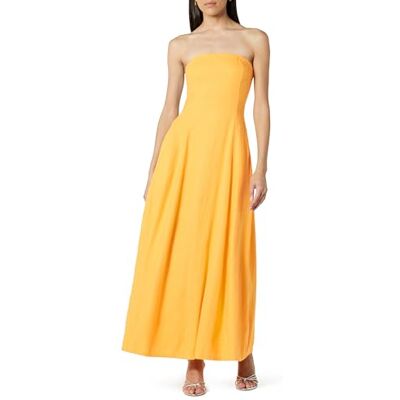 The Drop Damen Carlota Trägerloses Maxikleid aus Leinen, Banane, XS The Drop Damen Carlota Trägerloses Maxikleid aus Leinen, Banane, XS