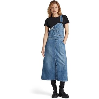 G-STAR RAW Damen Midi Dungaree Kleid, Blau (Faded Cliffside Blue D24351-D536-G326), S G-STAR RAW Damen Midi Dungaree Kleid, Blau (Faded Cliffside Blue D24351-D536-G326), S