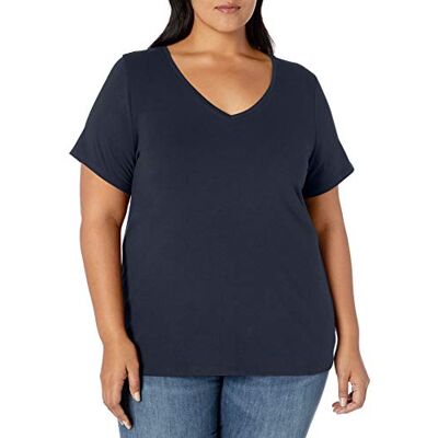 Amazon Essentials Damen Plus Size V-Ausschnitt T-Shirt mit Kurzen Ärmeln, Klassische Passform, Marineblau, XXL Große Größen Amazon Essentials Damen Plus Size V-Ausschnitt T-Shirt mit Kurzen Ärmeln, Klassische Passform, Marineblau, XXL Große Größen